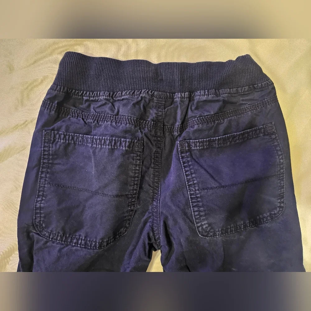 Gymboree Navy Blue Cargo Pants with Plaid Cuffs- Unisex 6